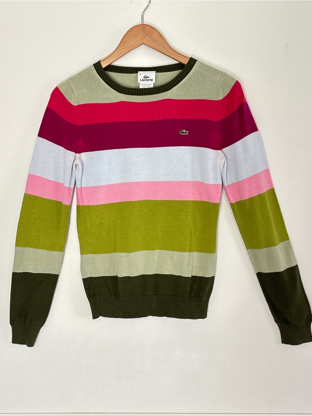Lacoste Women’s Colorful Striped Crewneck Sweater EU 36 or US XS